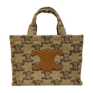 Celine Triomphe Cabas Thais Handbag Shoulder Bag Brown Felt Leather